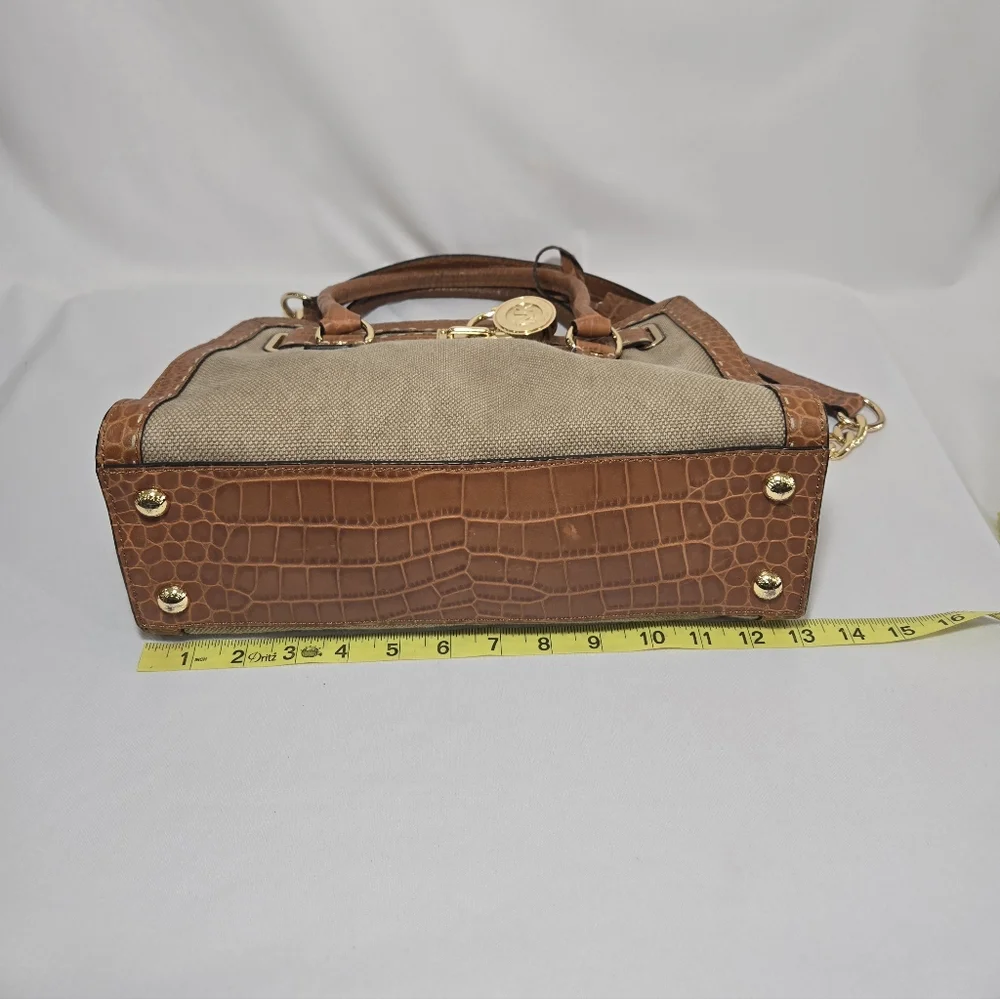 Michael Michael Kors Hamilton Pick Stitch Hemp EW Satchel Canvas Purse